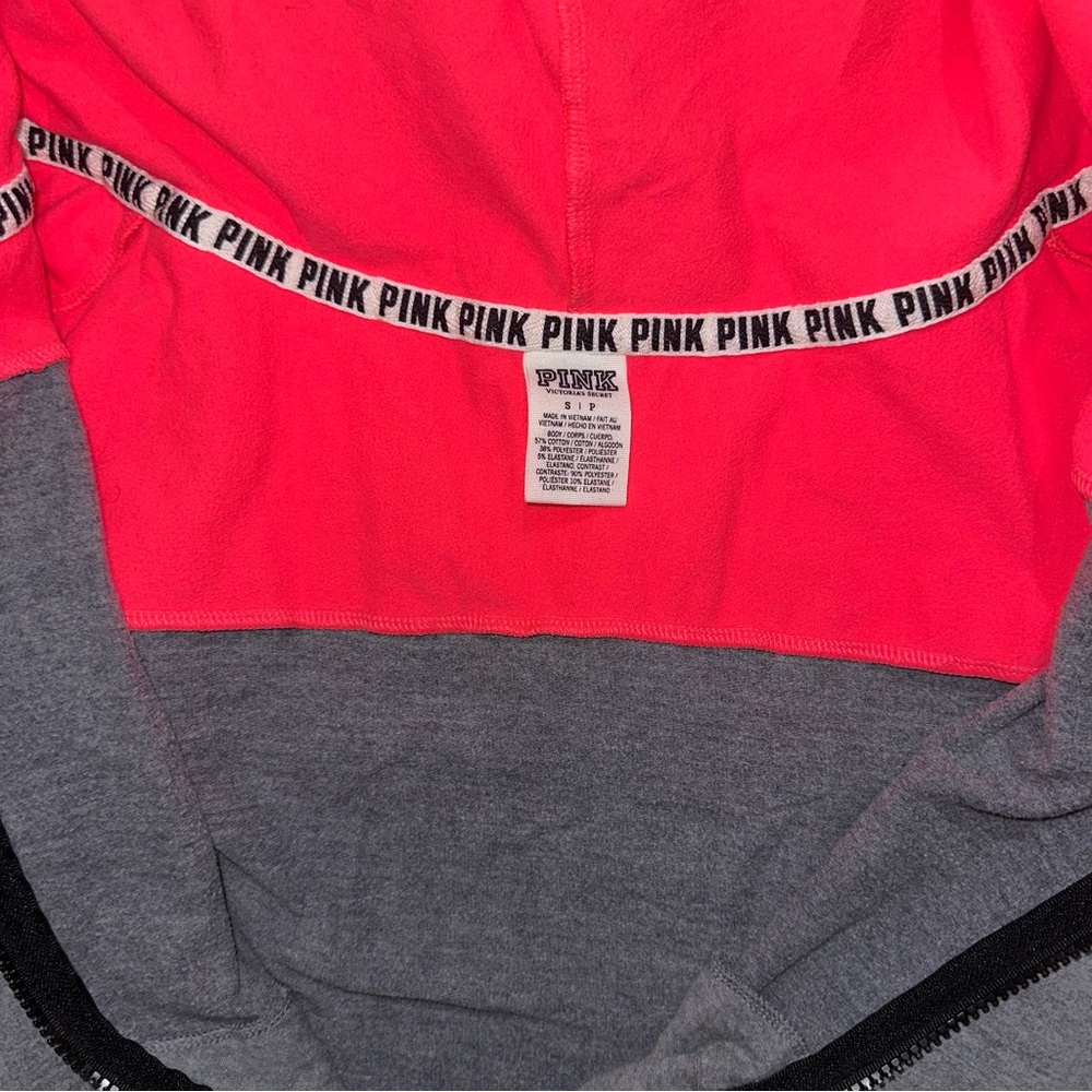 PINK Victoria's Secret Neon Pink and Gray Hoodie - Picture 4 of 4
